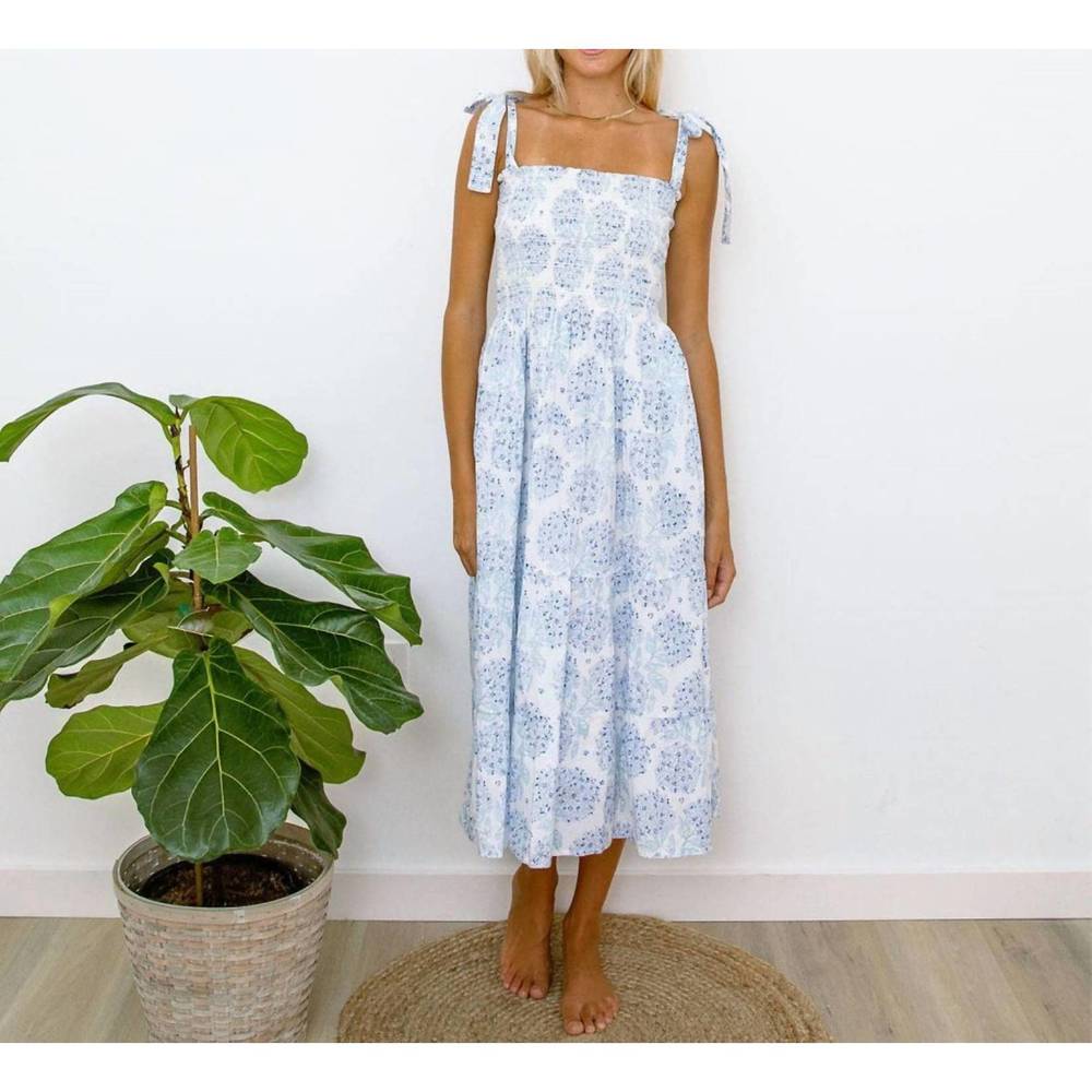 NEW ERICA WILSON endless summer dorothy midi dress in blue